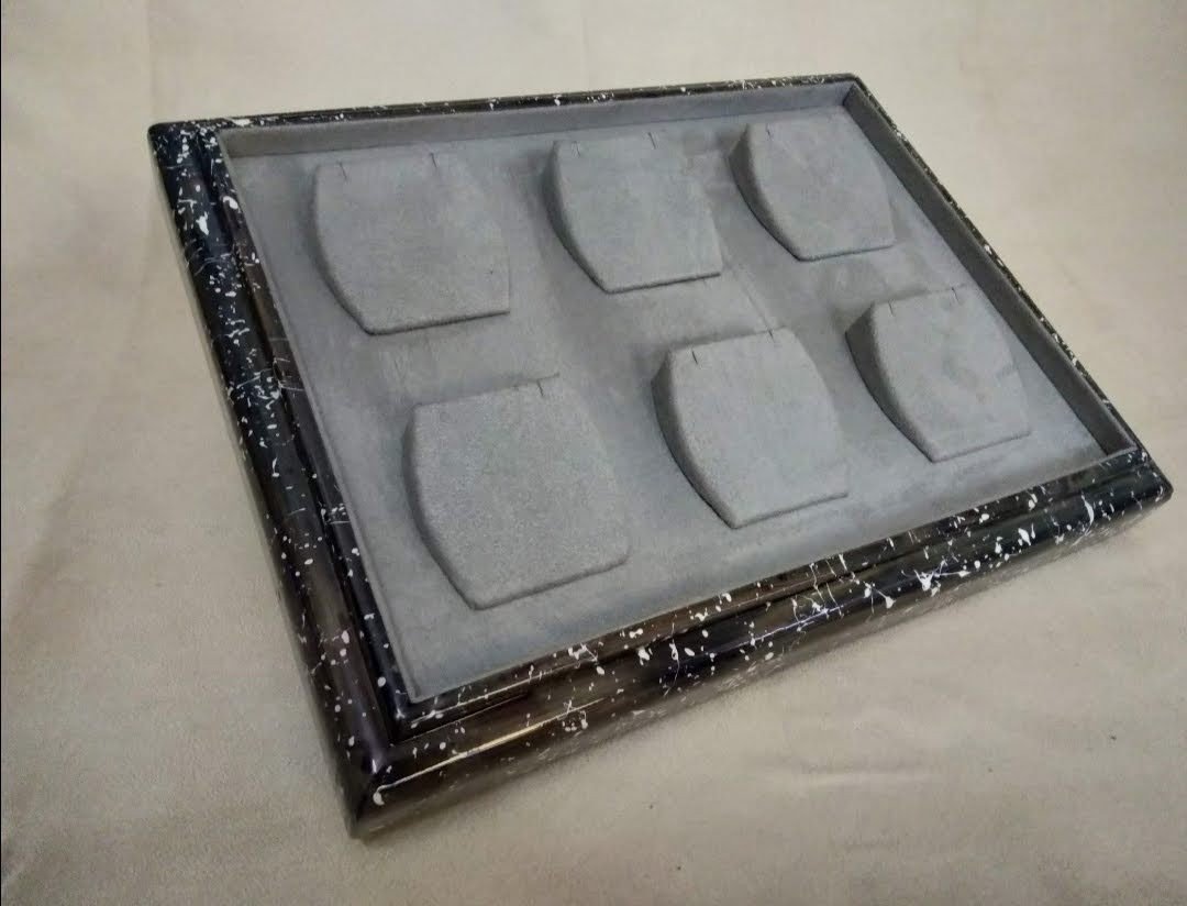 Square Brown Wooden Earring Display Tray