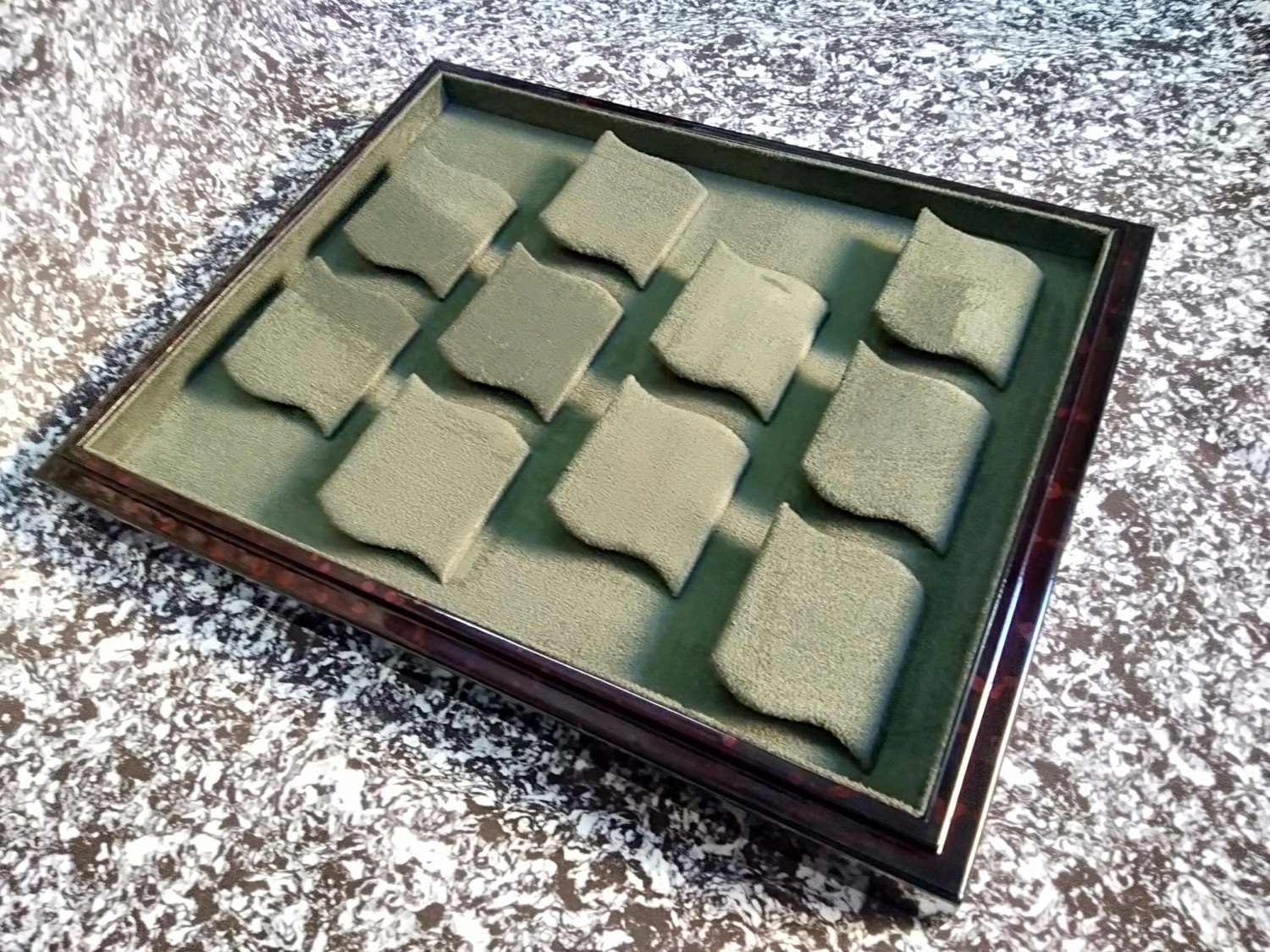 Wooden Suede Earring Tray